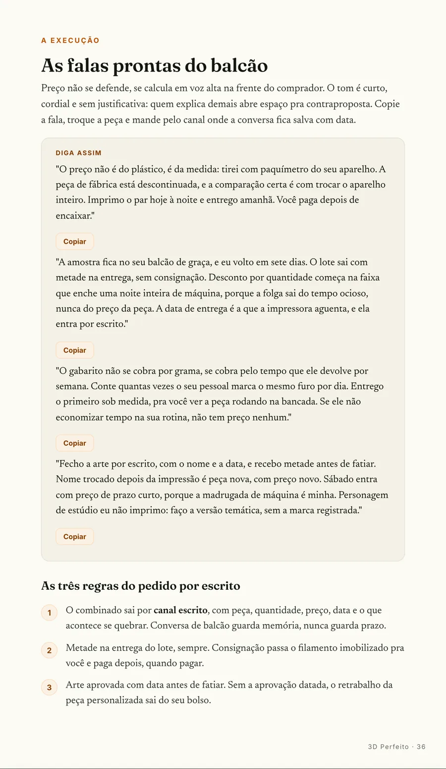 Página real do guia: Falas prontas